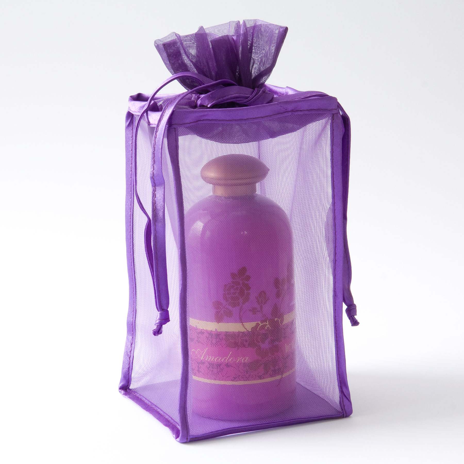 Organza beautyverpakking met vierkante bodem Paars