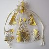 Organza zakjes Kerstklokken wit-goud maat 4