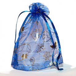 Organza zakjes kerstboom maan sterren blauw 4