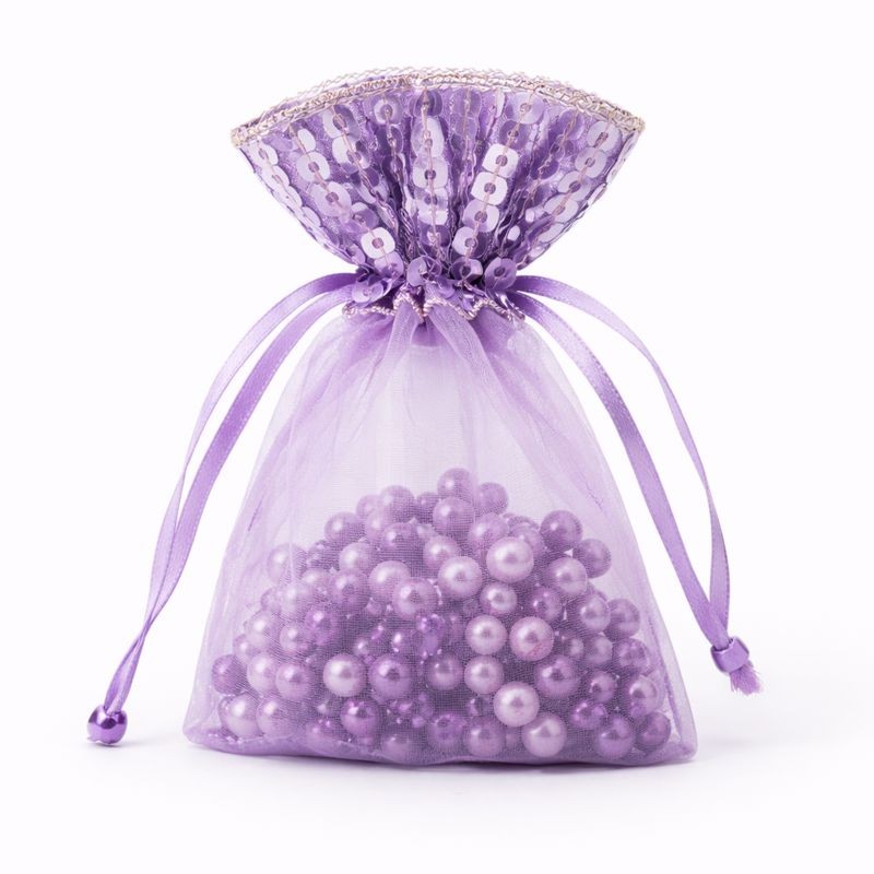 Organza zakjes pailletjes maat 3 lila