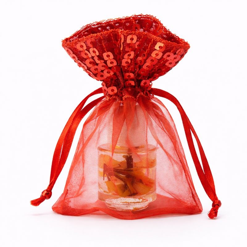 Organza zakjes pailletjes maat 3 rood