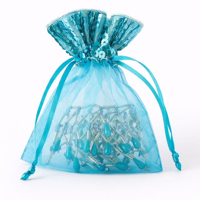 Organza zakjes pailletjes maat 3 turquoise