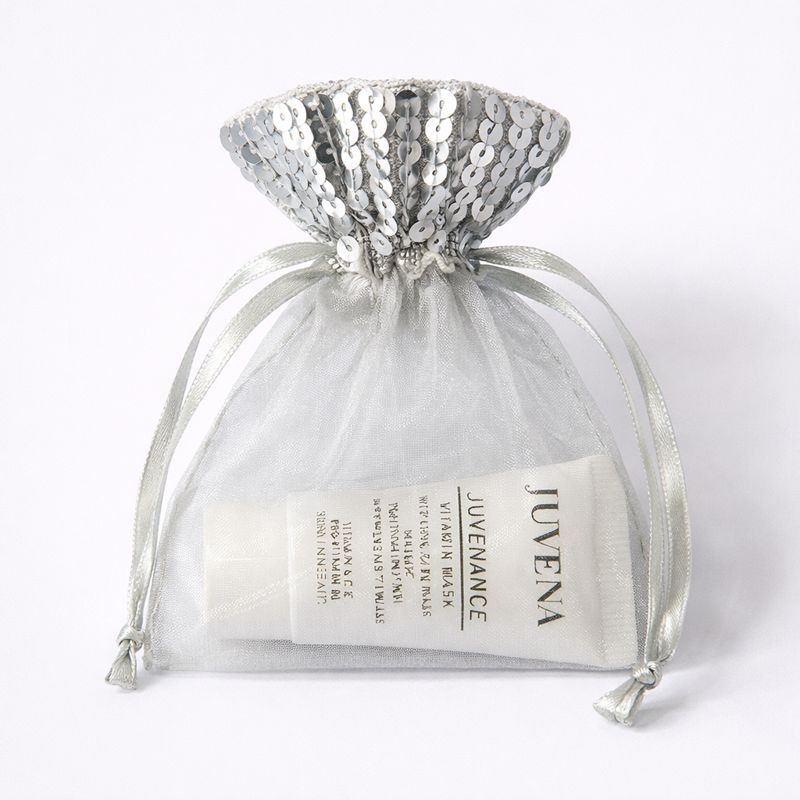 Organza zakjes pailletjes maat 3 zilver