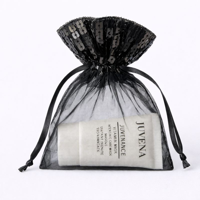 Organza zakjes pailletjes maat 3 zwart