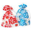 Twee organza kerstzakjes met sneeuwvlokken