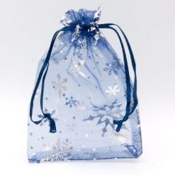 Organza zakjes met sneeuwsterren donkerblauw